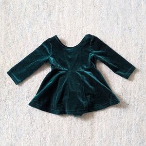 The Children's Place Green Velvet Long Sleeve Dress